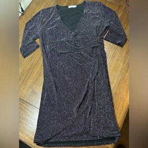 Ricki’s Plus Size XXL Black Long Sleeve Shimmer Knee Length Evening Dress